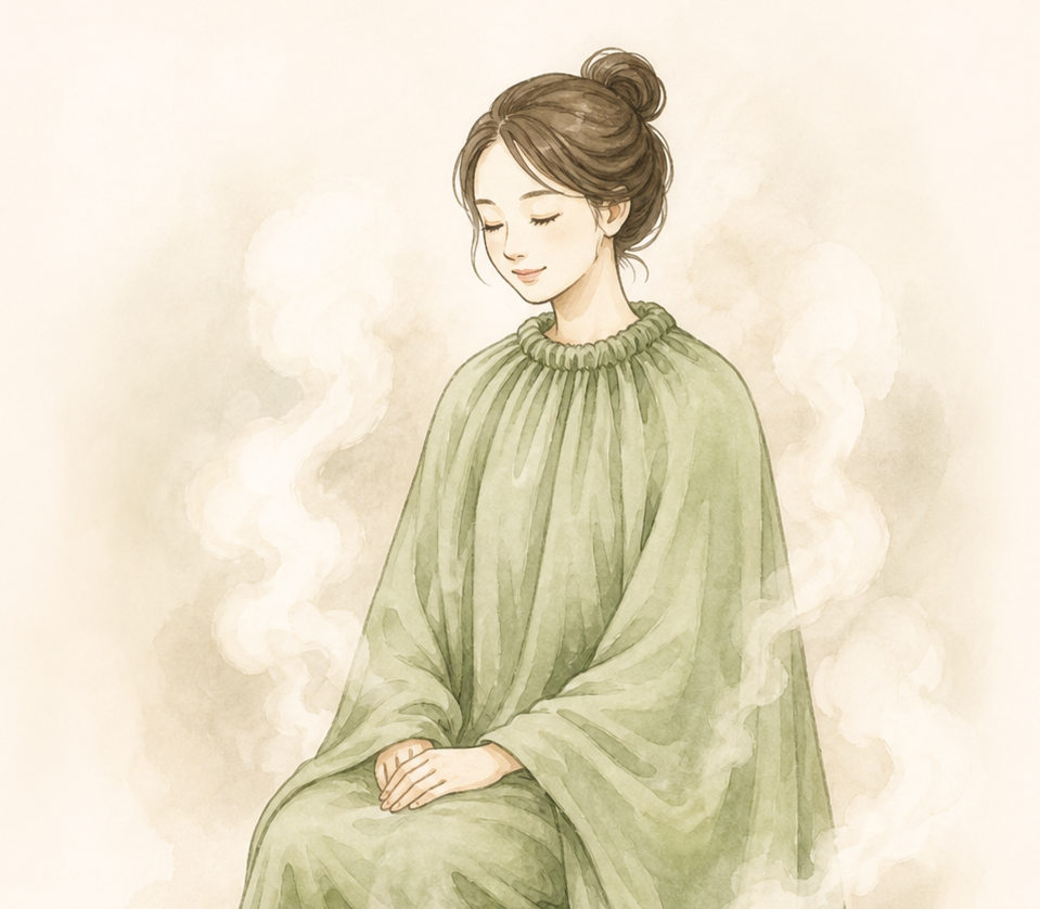 よもぎ蒸しの体験イメージイラスト